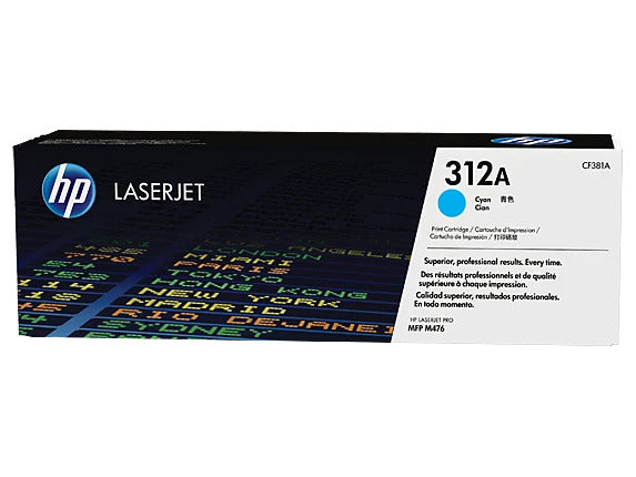 HP 312A Cyan LaserJet Toner Cartridge, ~2,700 pages, CF381A