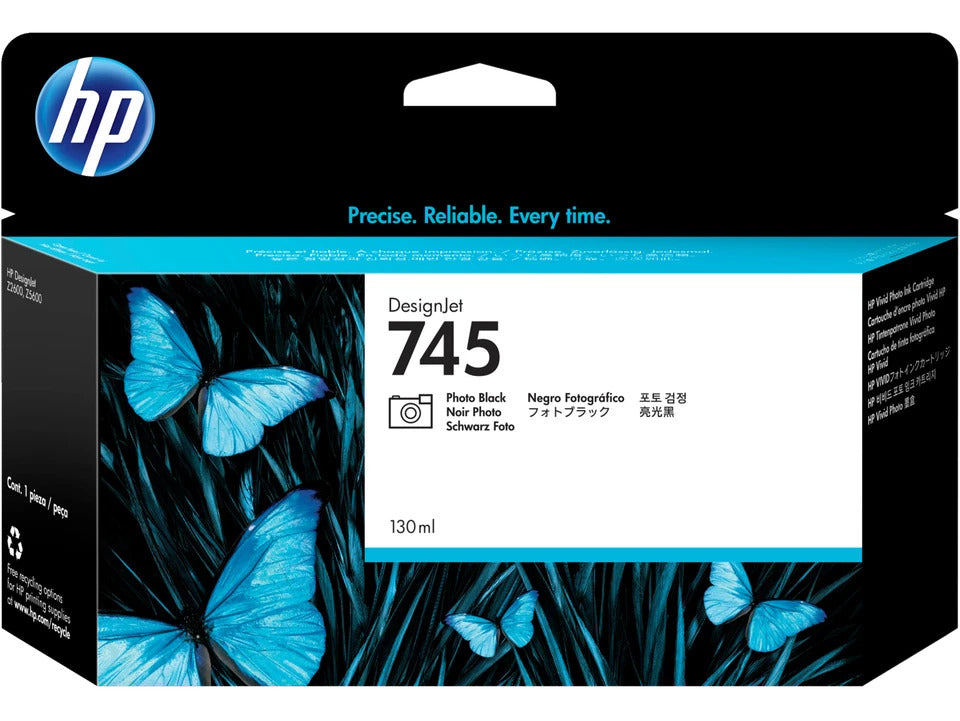 HP 745 130-ml DesignJet Photo Black Ink Cartridge, F9J98A