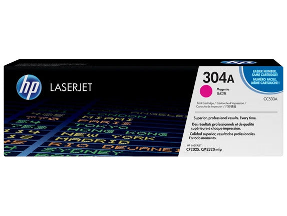 HP 304A Magenta Original LaserJet Toner Cartridge, ~2,800 pages, CC533A