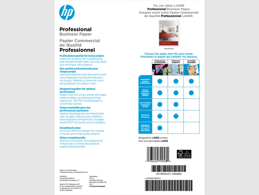HP Professional Business Paper, Matte, 52 lb, 8.5 x 11 in. (216 x 279 mm), 150