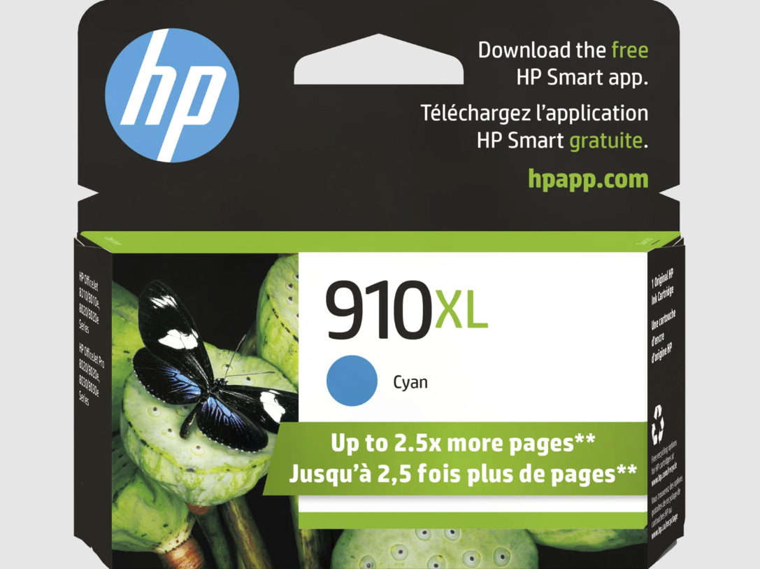 HP 910XL High Yield Cyan Original Ink Cartridge, ~825 pages, 3YL62AN#140