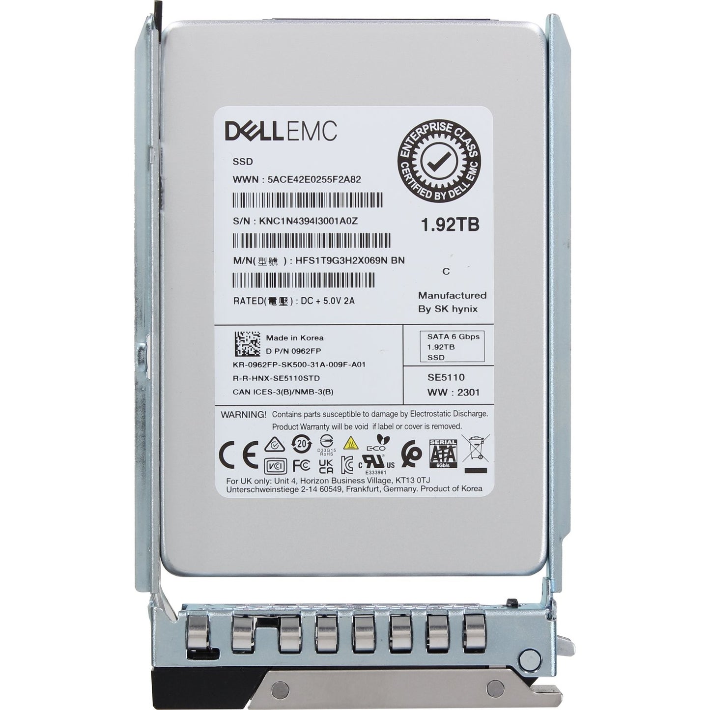 Dell 1.92TB 6Gbps SATA RI TLC 2.5 SSD SE5110 CPO (962FP) -R