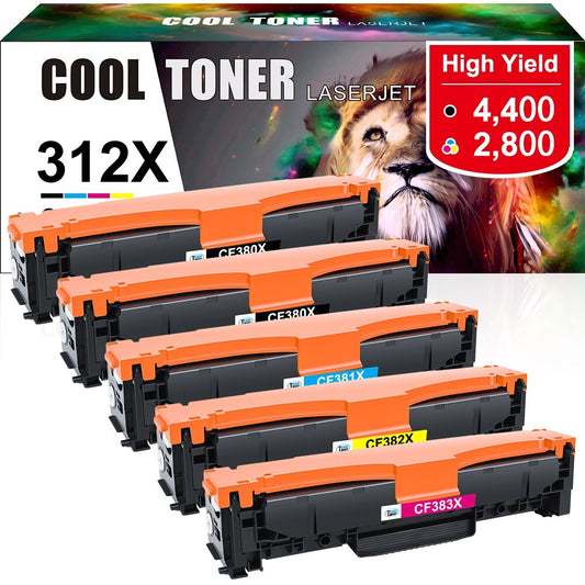 5Pack CF380A Toner Compatible With HP 312A Color LaserJet Pro MFP M476dn M476dw