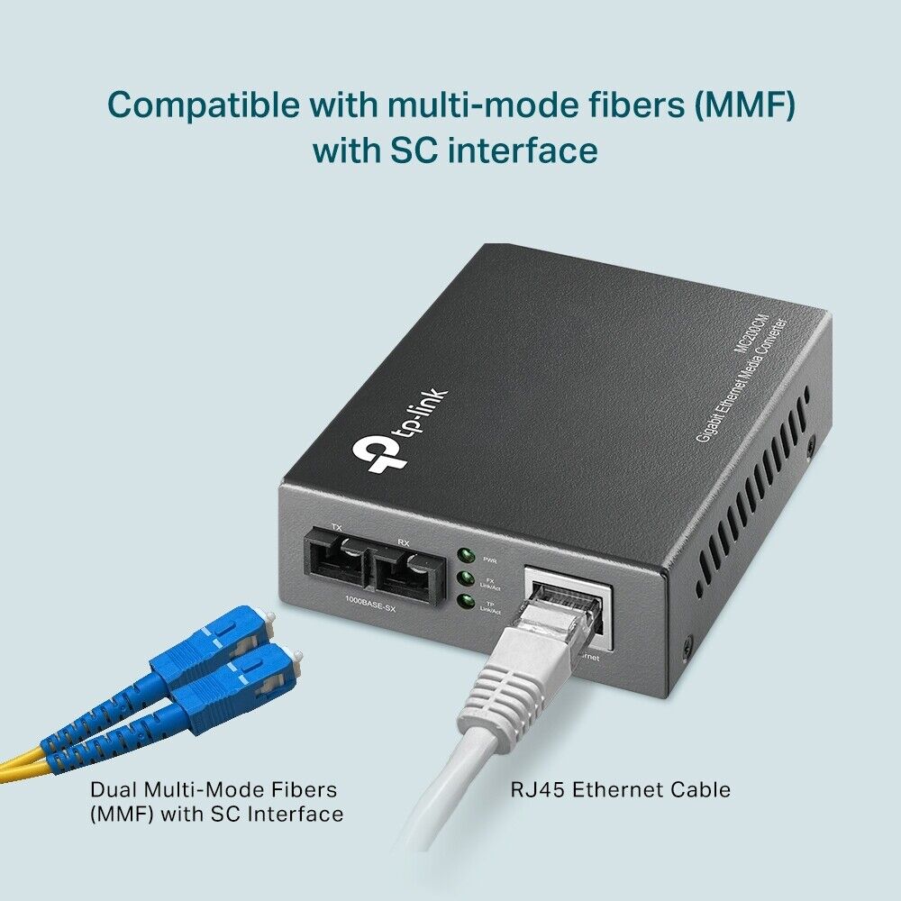 TP-Link MC200CM | Gigabit RJ45 to Gigabit Multi-Mode SC Fiber Media Converter