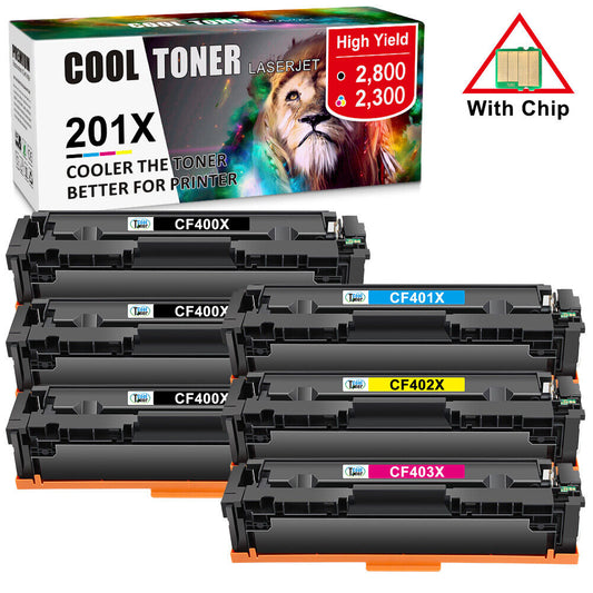 6PK CF400X 201X Toner Compatible With HP Color LaserjetPro M252n M252dw M277dw
