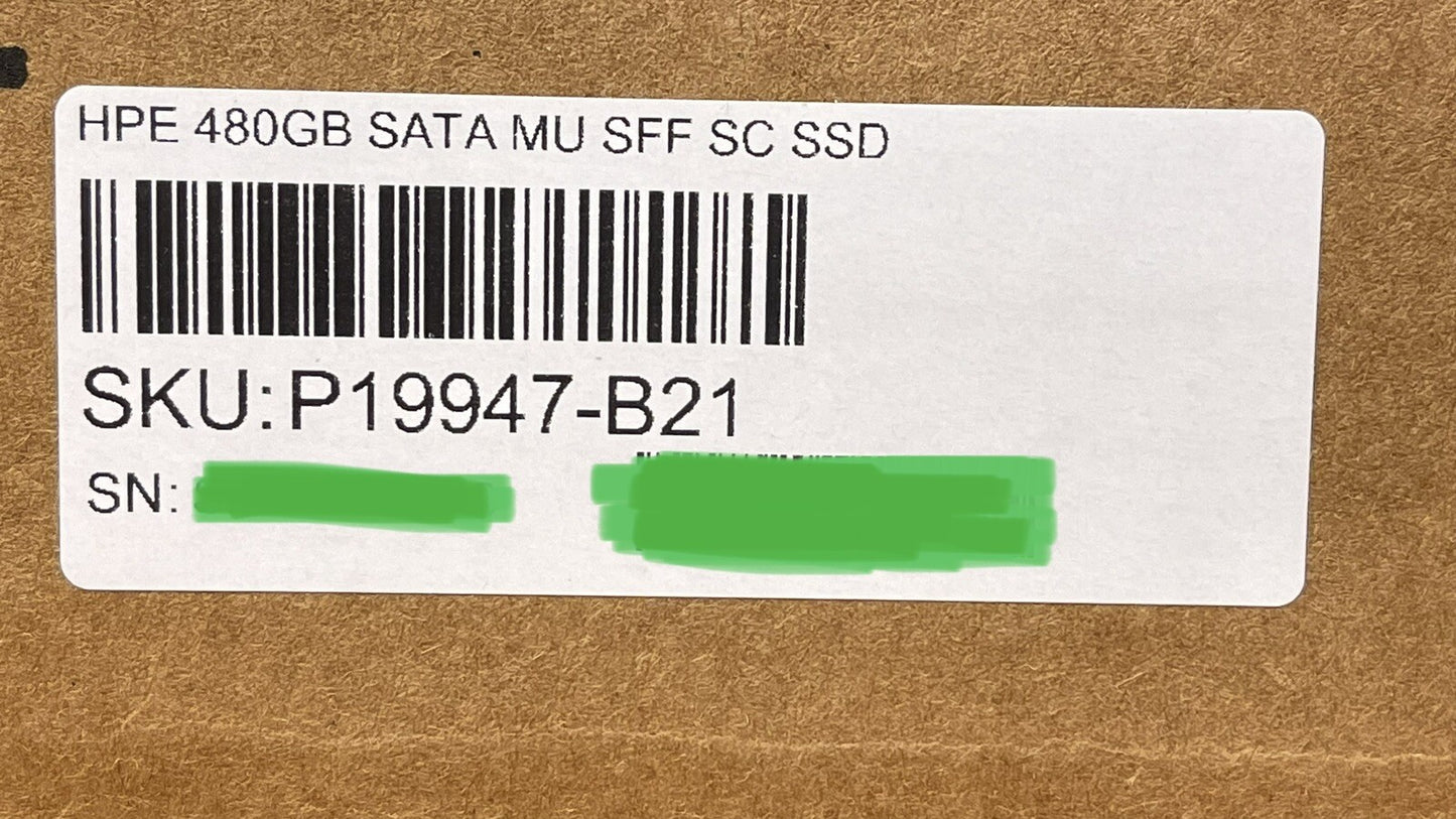 HPE 480GB SATA 6G MU SFF 2.5 SSD w/ Smart Carrier Mixed Use 5DWPD 4380TBW SC