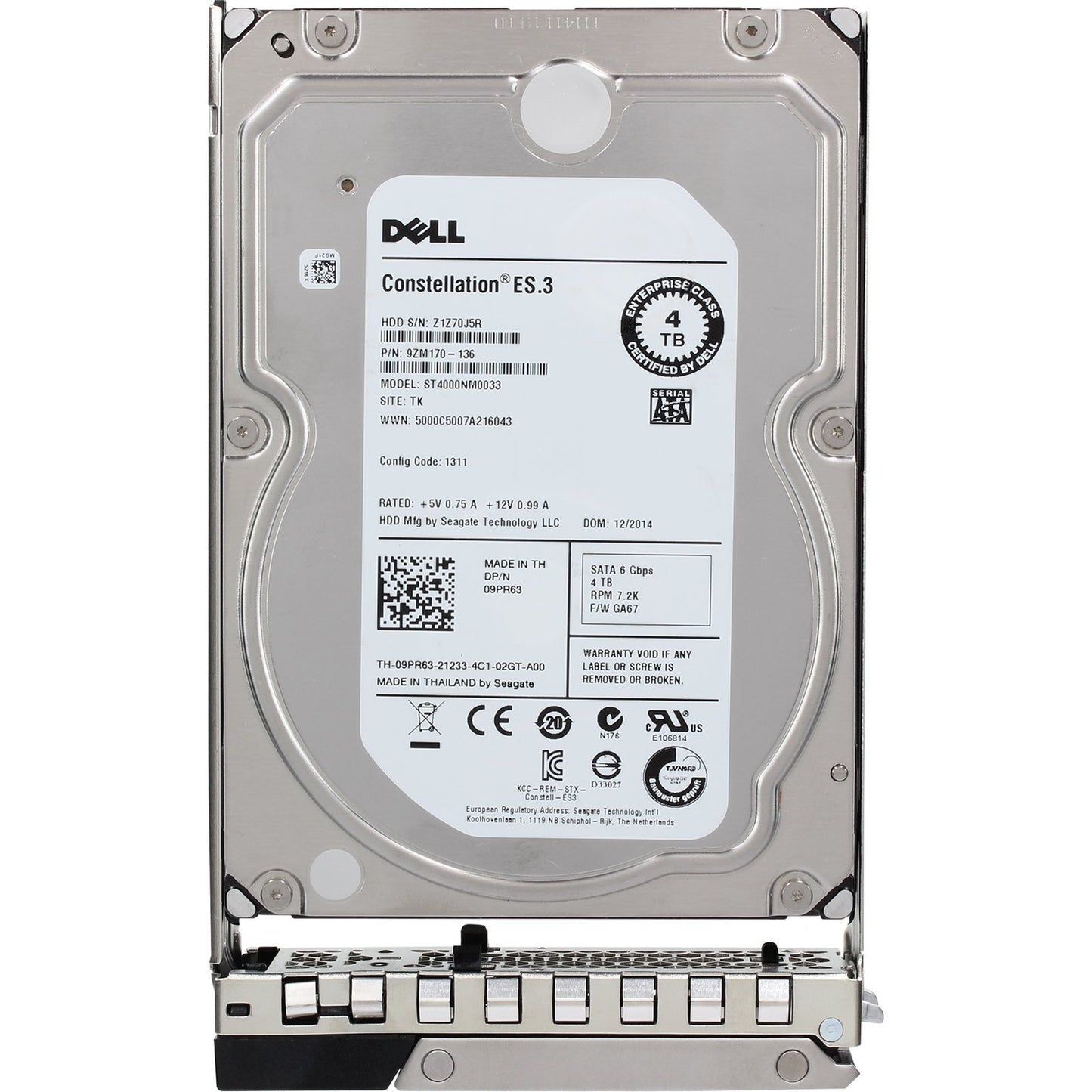 Dell 4TB 7.2K 512n 6Gbps SATA 3.5 HDD Constellation ES.3 (9PR63) -CR