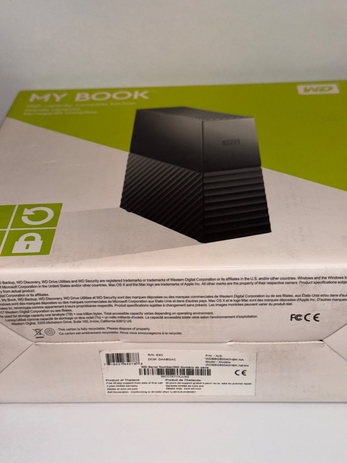 NEW!!! Western Digital 4TB MYBOOK WDBBGB0040HBK-NESN USB 3.0 External Hard Drive