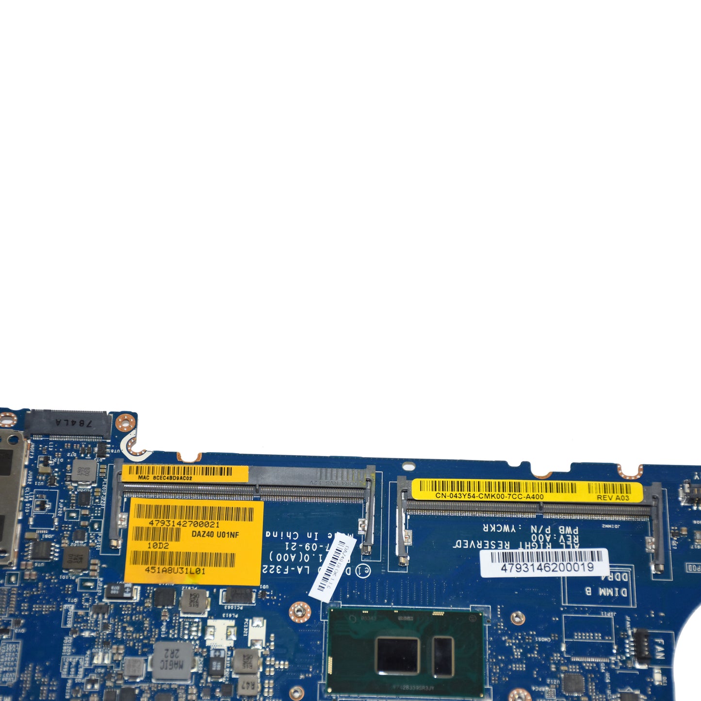 Dell Latitude 7490 Motherboard i3-7130U Dual-Core 2.7GHz LA-F322P 43Y54