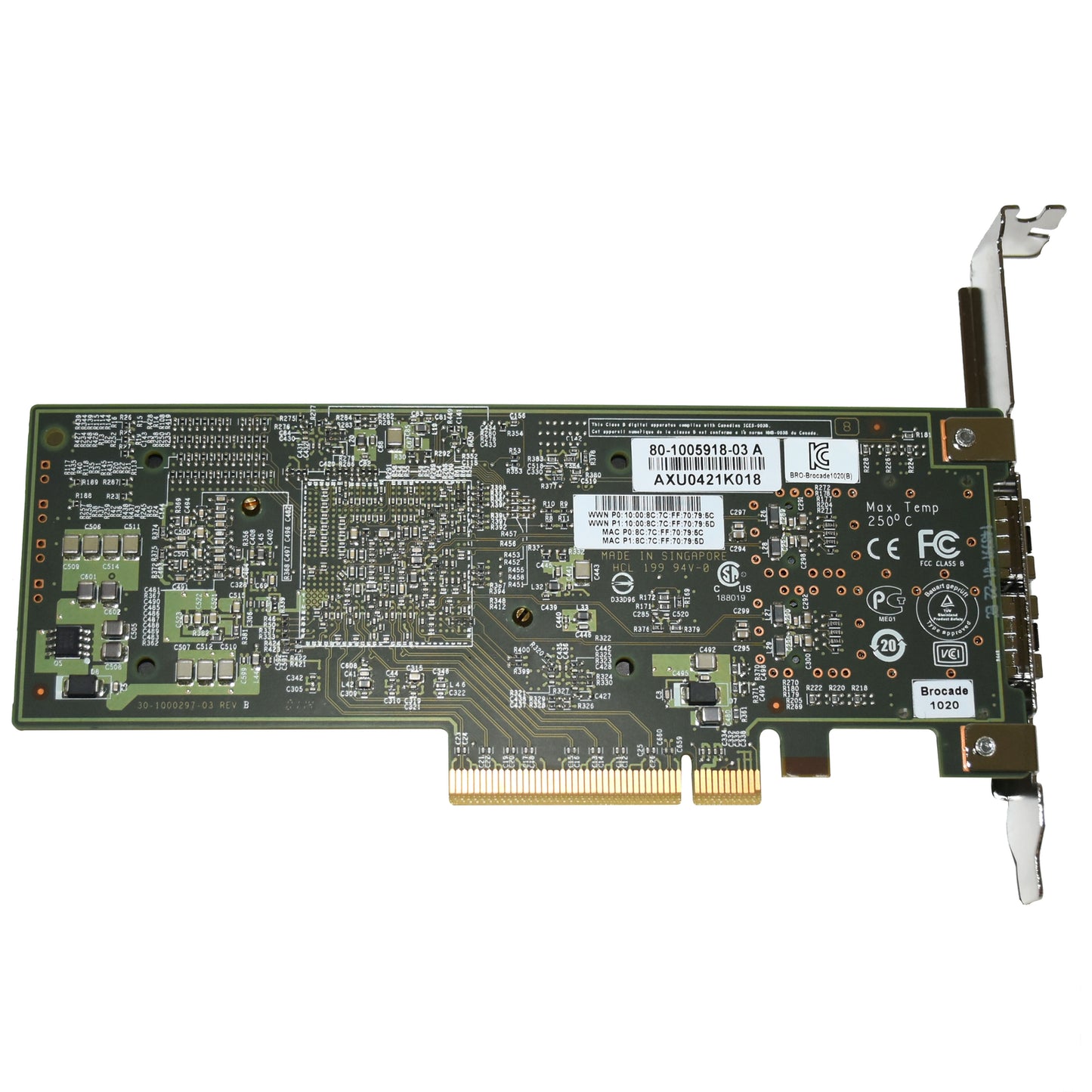 Dell Brocade 1020 Dual-Ports 10GbE SFP+ PCIe 2.0 x8 FH Network Adapter CNA FDYMF