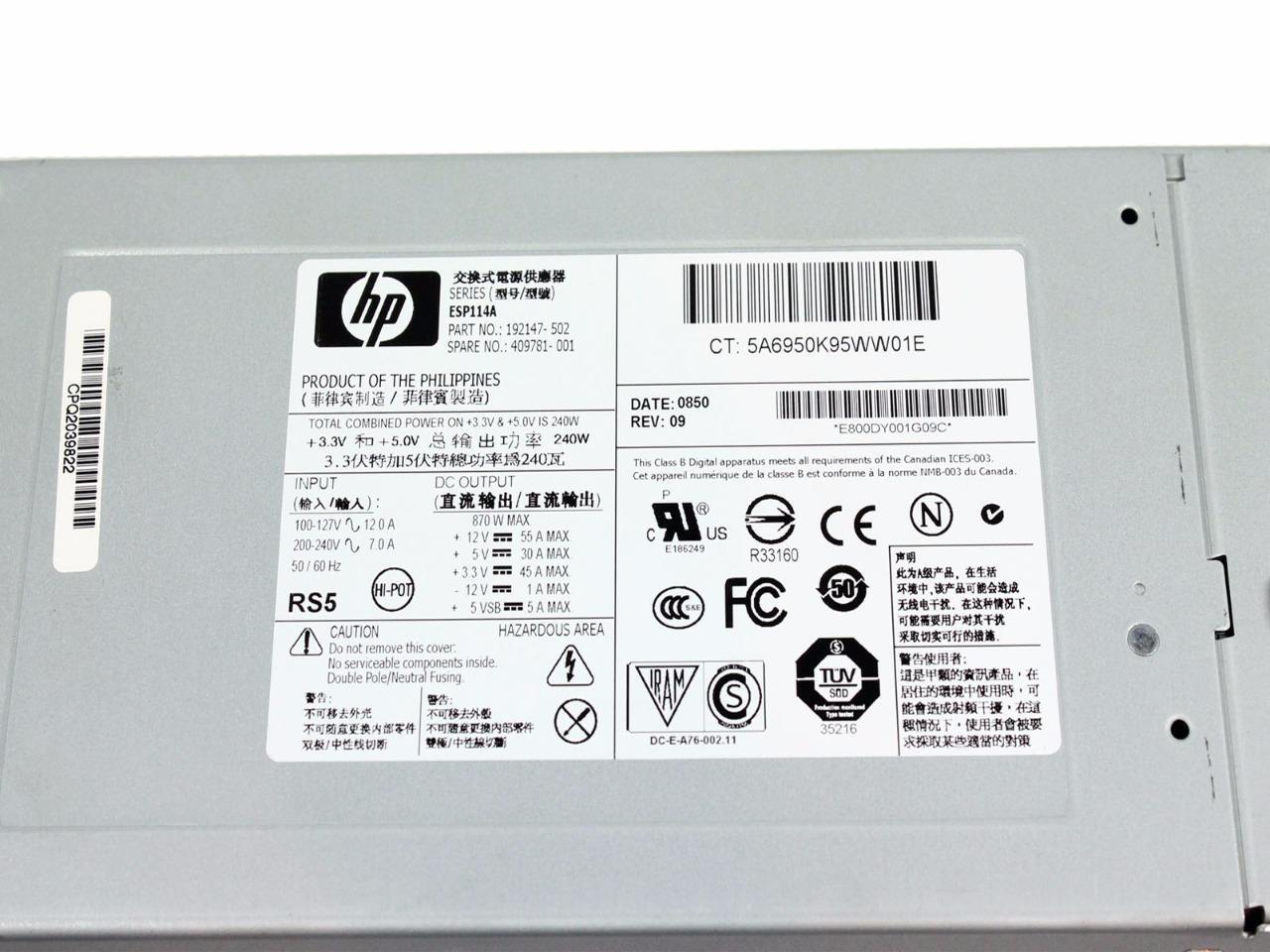 HP Proliant DL585 Server Power Supply 870W Hot-Plug Module ESP114A 409781-001