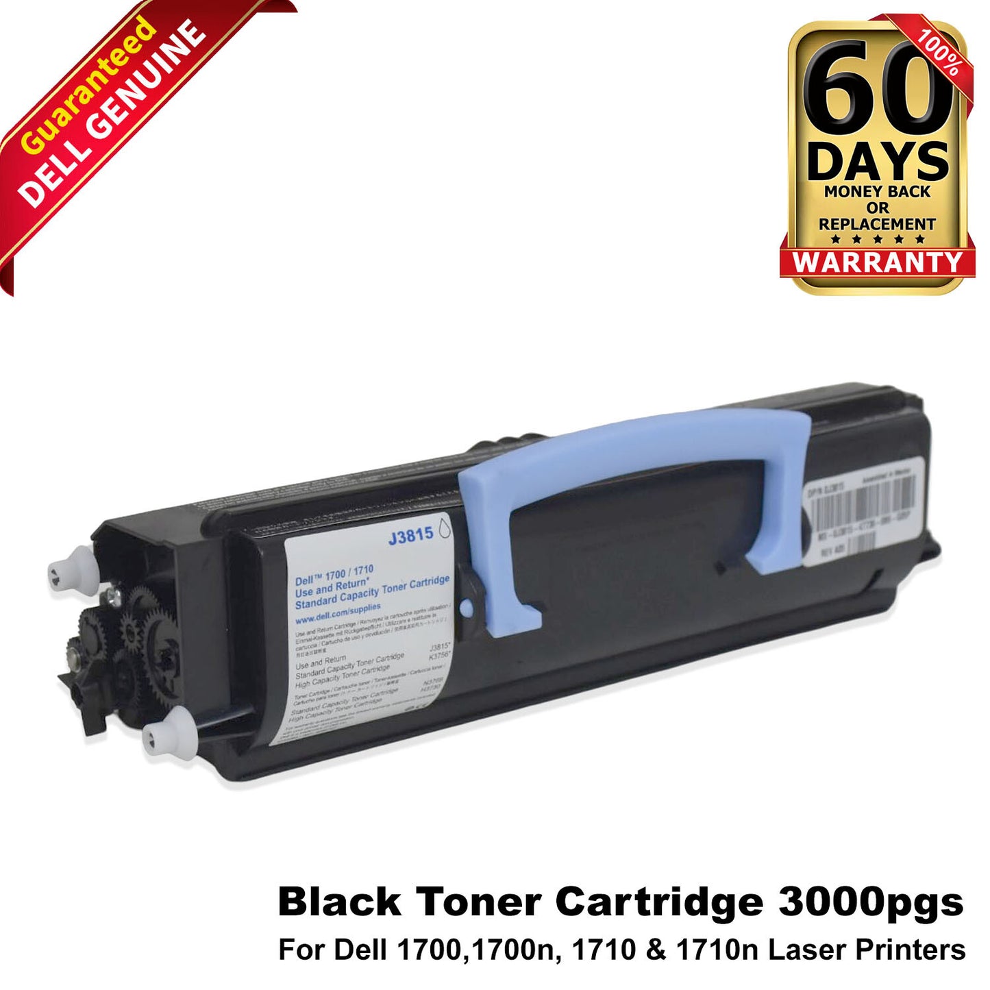 New Dell Black Standard Toner Cartridge for 1700n, 1710n Laser Printer J3815