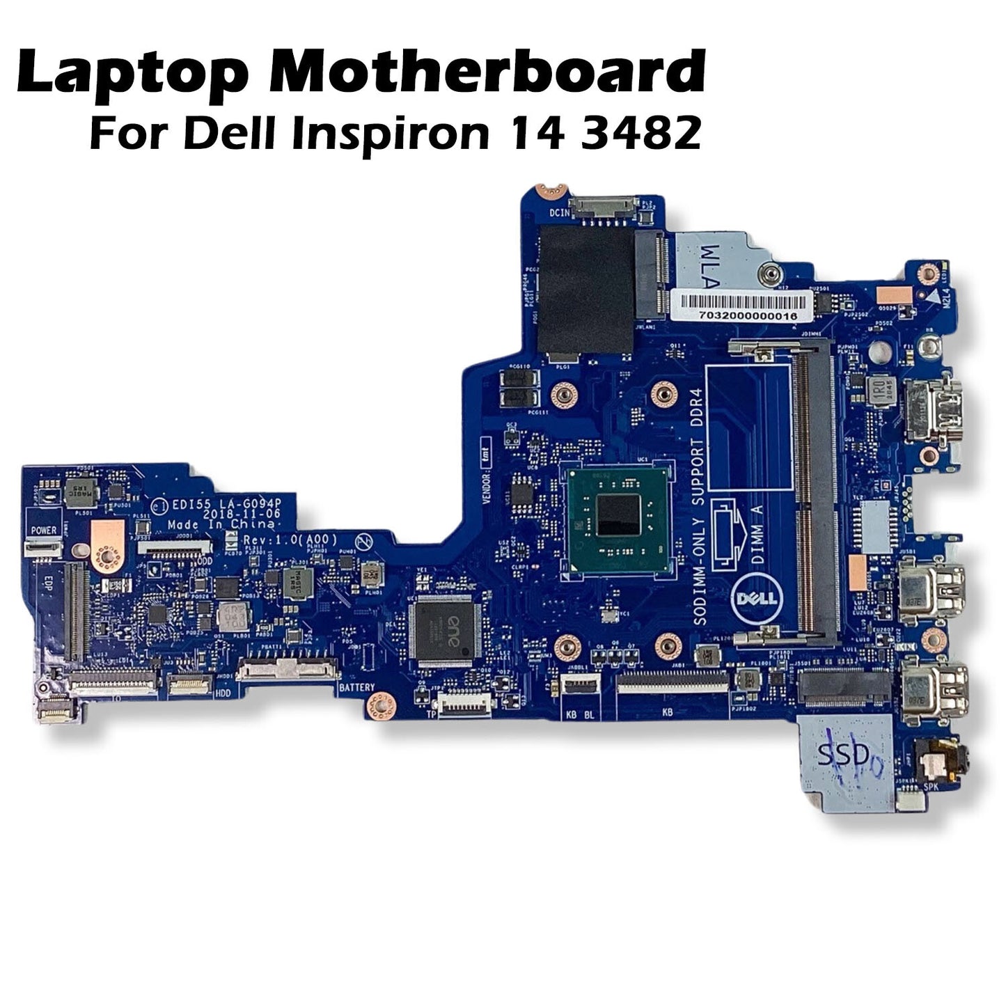 Dell Inspiron 14 3482 Motherboard System Board Intel Celeron N4000 1.1Ghz 887W5