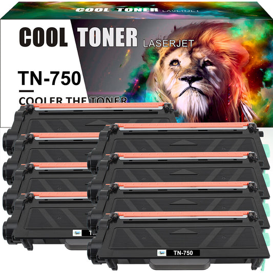8 PACK TN750 Toner Compatible for Brother MFC-8520DN 8710DW HL-5470DW 5440DN