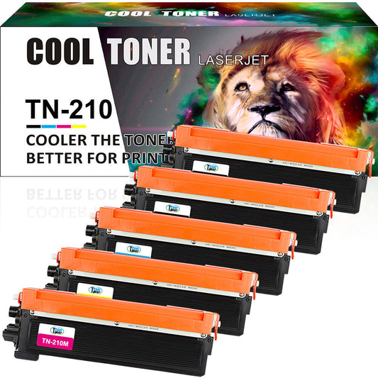 5x TN210 Toner Compatible With Brother TN-210 HL-3045CN 3045CN MFC-9120CN 9325CW