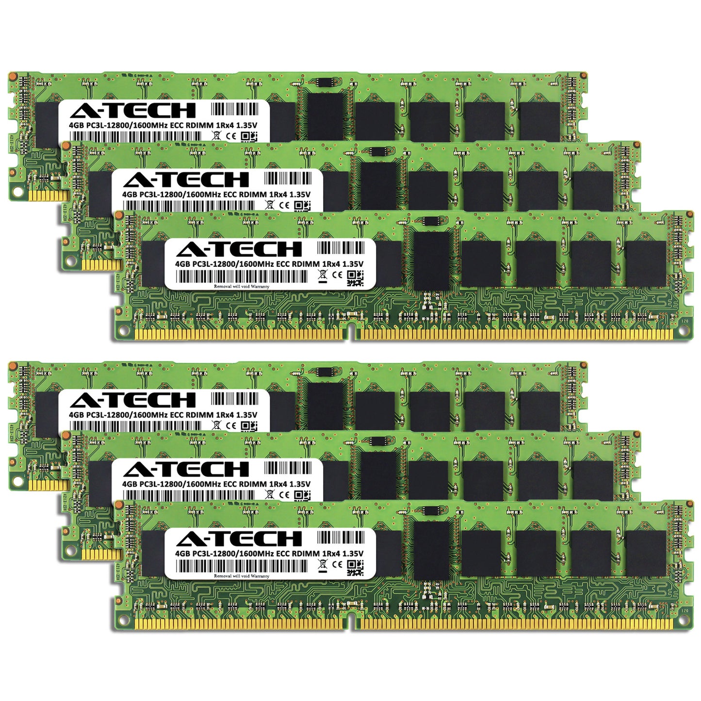 A-Tech 24GB 6x 4GB 1Rx4 PC3-12800R DDR3 1600 LV ECC RDIMM REG Server Memory RAM (NOT FOR HOME PC)