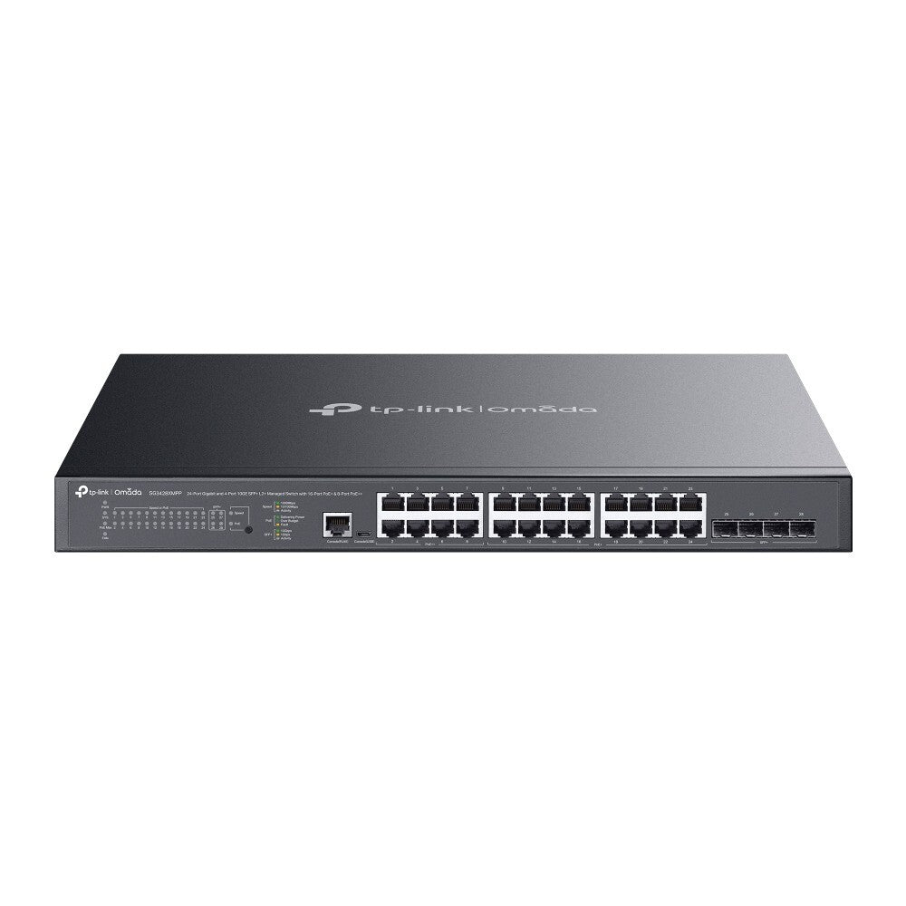 TP-Link SG3428XMPP | Omada 24-Port Gigabit PoE+ L2+ Managed Switch | 4* 10G SFP+