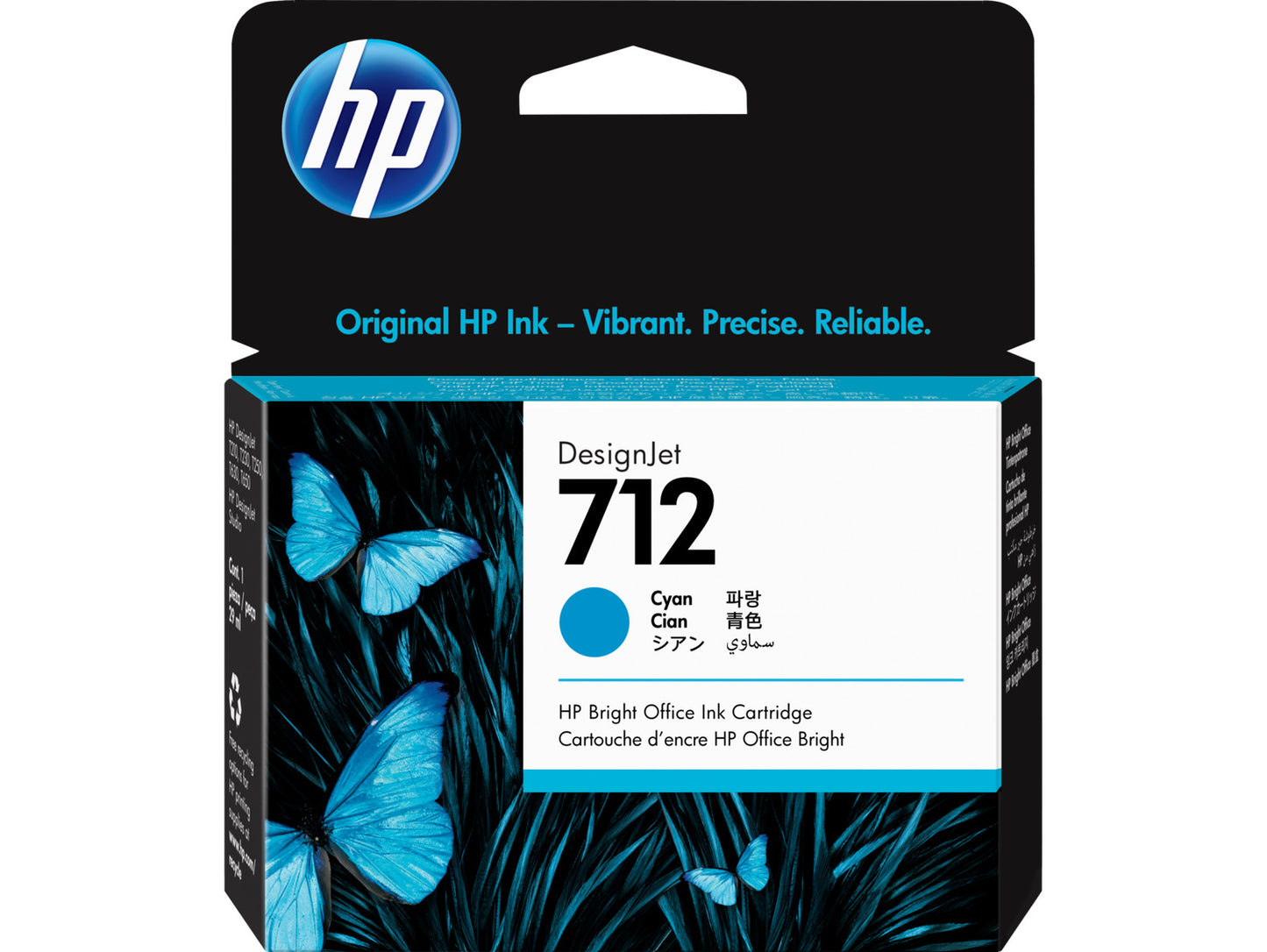 HP 712 29-ml Cyan DesignJet Ink Cartridge, 3ED67A