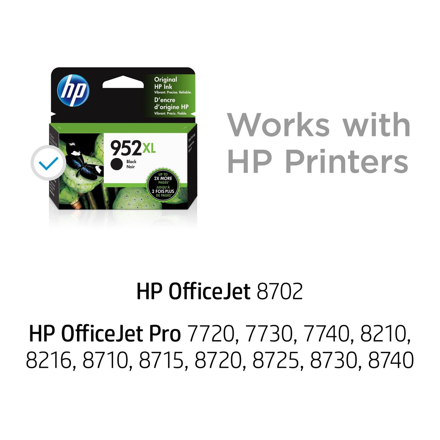 HP 952XL High Yield Black Original Ink Cartridge, ~2,000 pages, F6U19AN#140