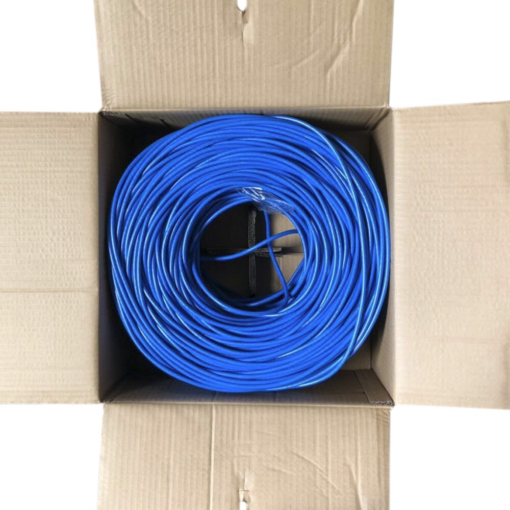 Cat6 1000Ft Bare Copper Cable 23AWG UTP Solid Ethernet Network Bulk Cable, Blue
