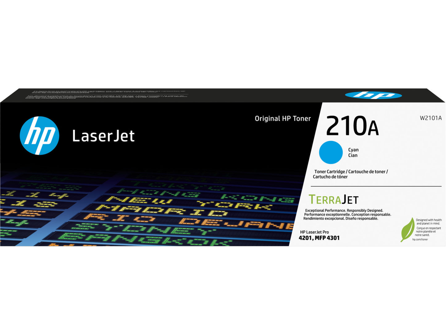 HP 210A Cyan Original LaserJet Toner Cartridge, ~1,800 pages, W2101A