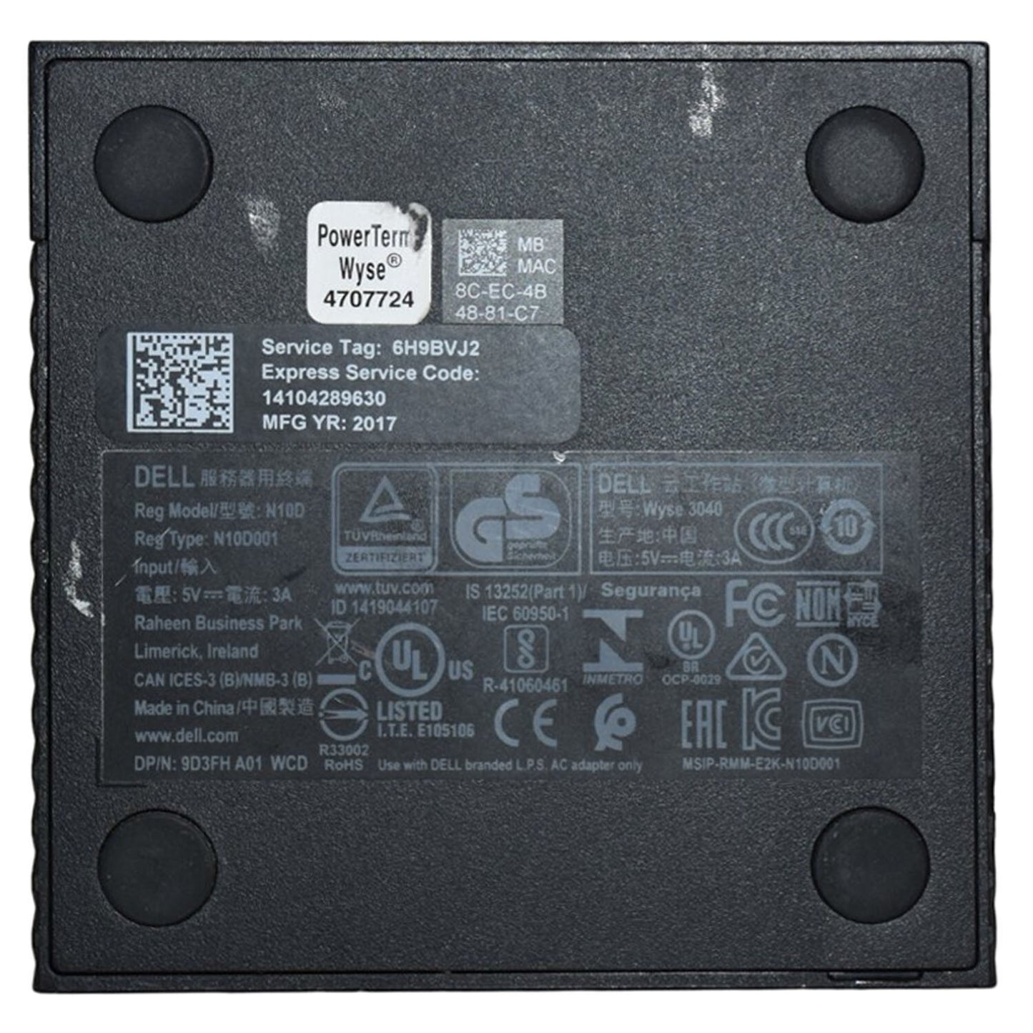 Dell Wyse 3040 ThinOS 9.1 Non-WiFi 2GB 8GB SSD Intel Atom X5-Z8350 1.44GHz 9D3FH