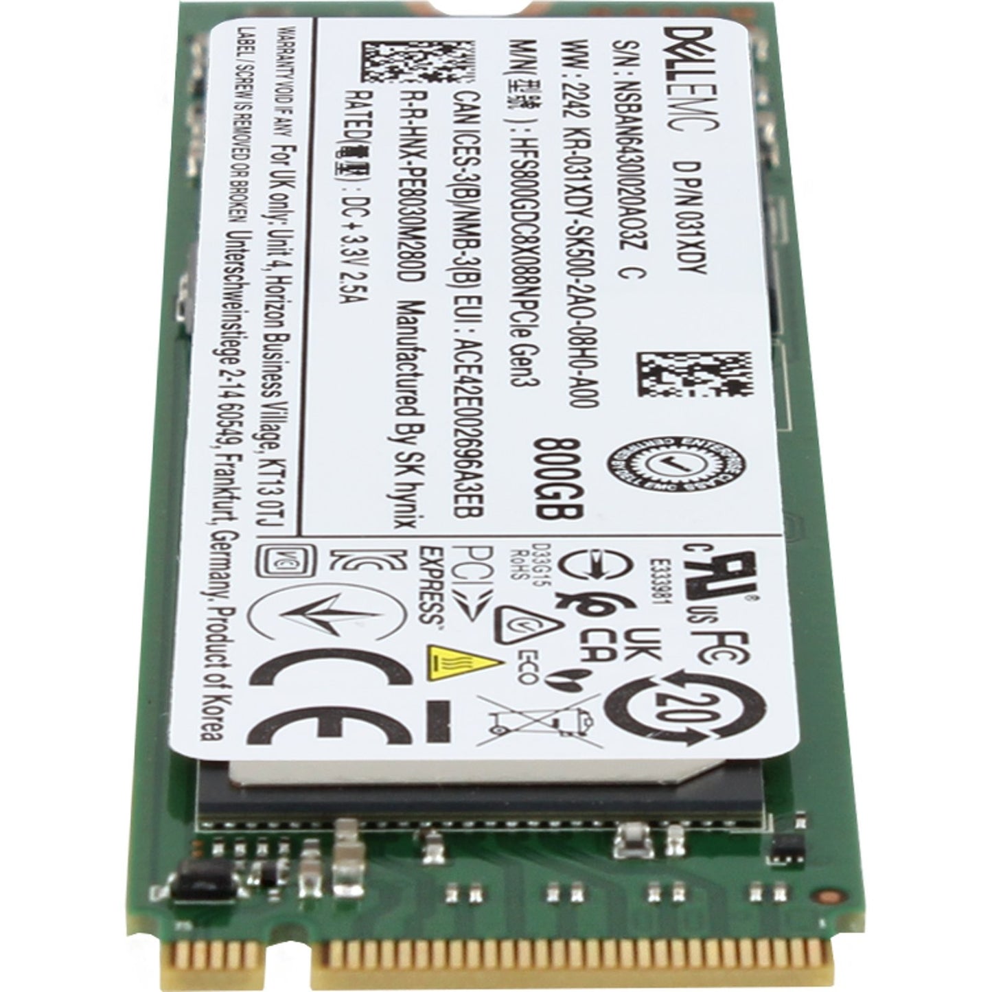 Dell 800GB Gen3 NVMe MU TLC 2280 M.2 SSD PE8030 (31XDY)
