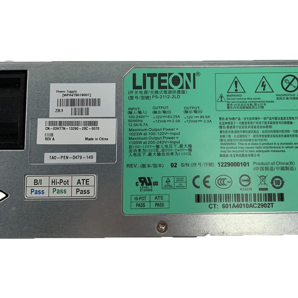 New Genuine Dell Liteon PS-2112-2LD 1100W Data Domain DD670 Power Supply