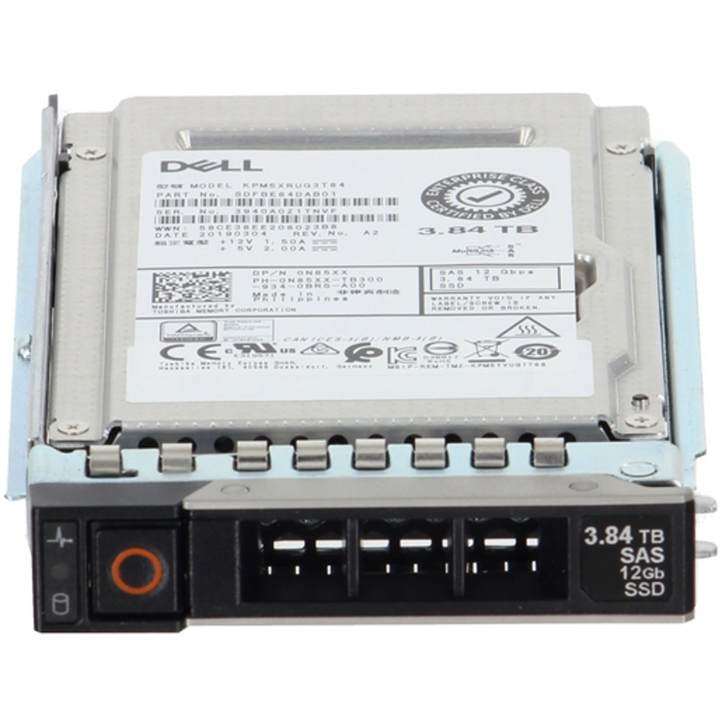 Dell 3.84TB 12Gbps SAS RI TLC 2.5 SSD KPM5XRUG3T84 (ME4) CPO (N85XX) -CO3 (NOT FOR HOME PC)