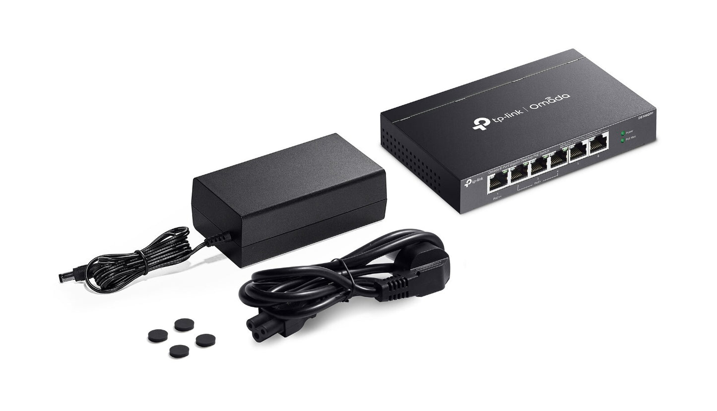 TP-Link DS106GPP | Omada 6-Port Gigabit Unmanaged PoE++ Desktop Switch |