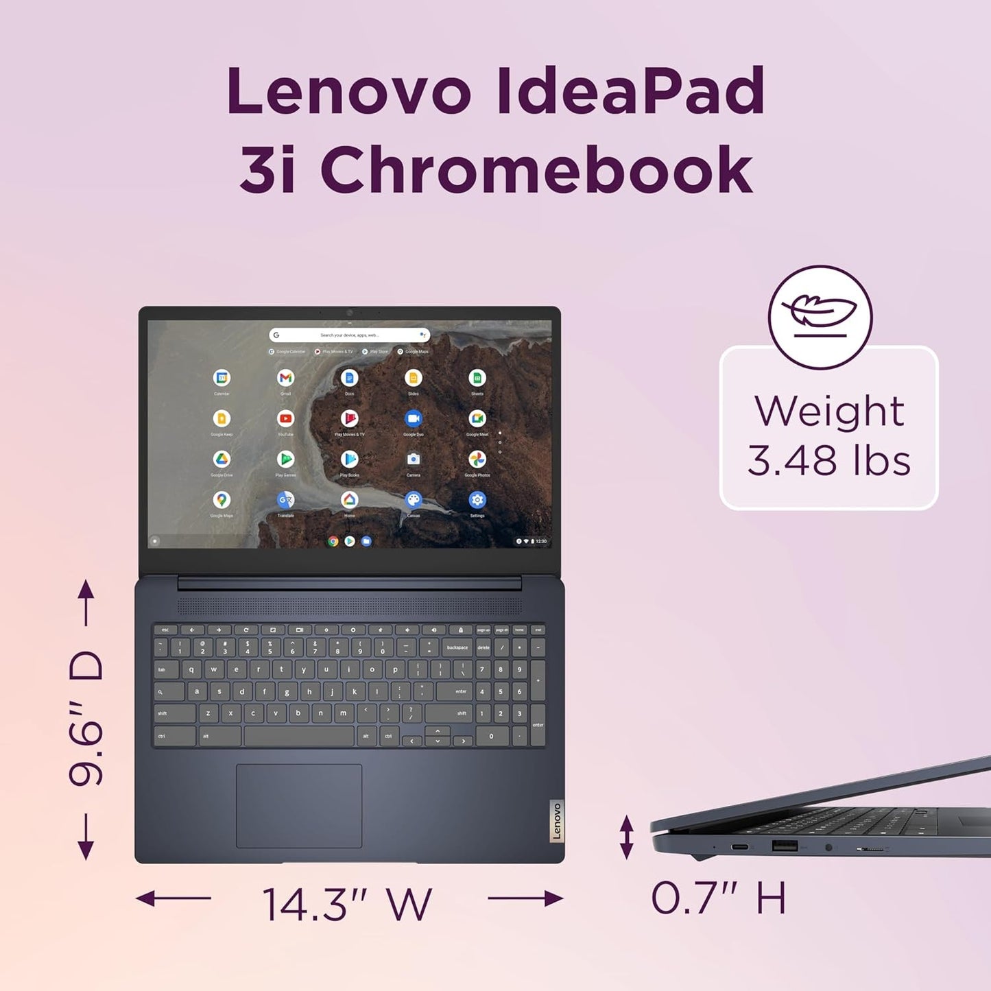 New Lenovo IdeaPad 3i Chromebook 15.6" FHD N4500 8GB 64GB eMMC Webcam Chrome OS
