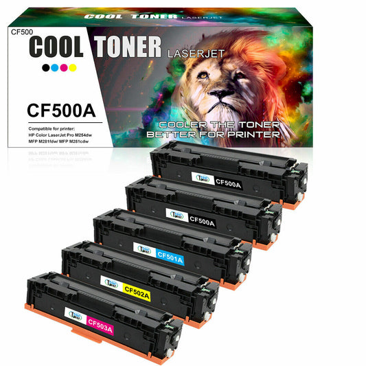 5PK 202A Toner Compatible with HP CF500A CF501A CF502A CF503A M254dw MFP M281fdw