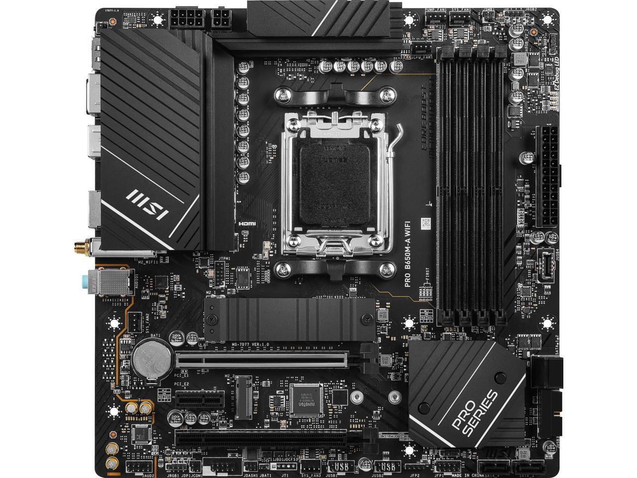 MSI PRO B650M-A WIFI AM5 AMD B650 SATA 6Gb/s DDR5 Ryzen 7000 Micro ATX Motherboa