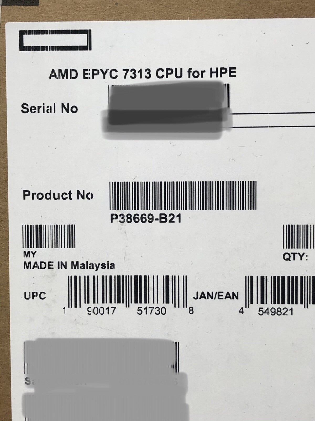 HPE AMD EPYC 7313 CPU Processor 16 Core 3.0GHz 155W-180W PCI-e 4.0 Unlocked