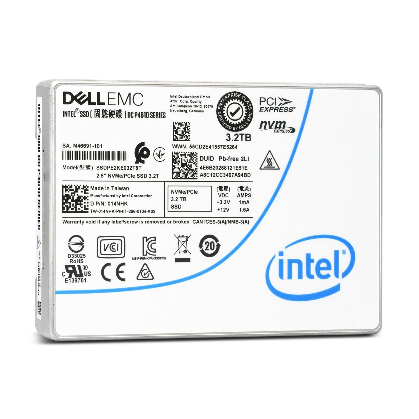 Dell DC P4610 3.2TB NVMe PCIe 3.1 x4 U.2 2.5" Mix Enterprise SSD SSDPE2KE032T8TB