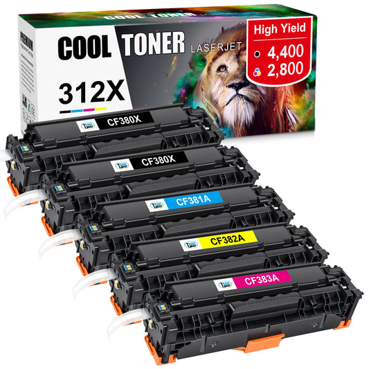 5PK CF380X CF380A Color Toner Compatible With HP 312A Laserjet Pro M476dw M476nw
