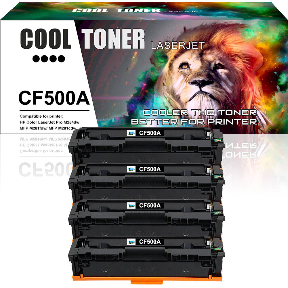 4 Black Toner Compatible with HP CF500A 202A LaserJet Pro M254dw M281cdw FDW MFP