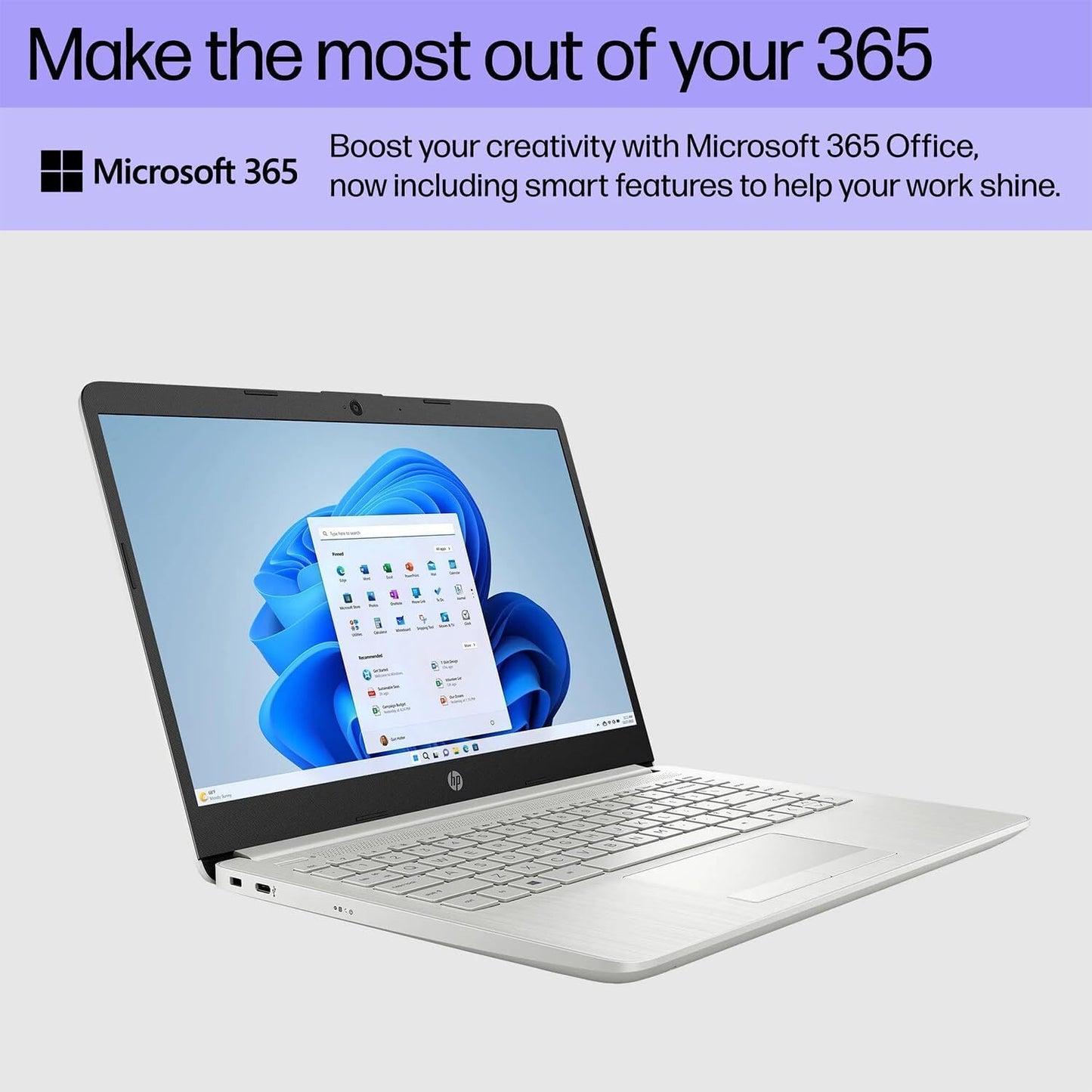 New HP Laptop 14" HD Intel Celeron N4120 4GB 64GB eMMC Webcam Office 365 Silver