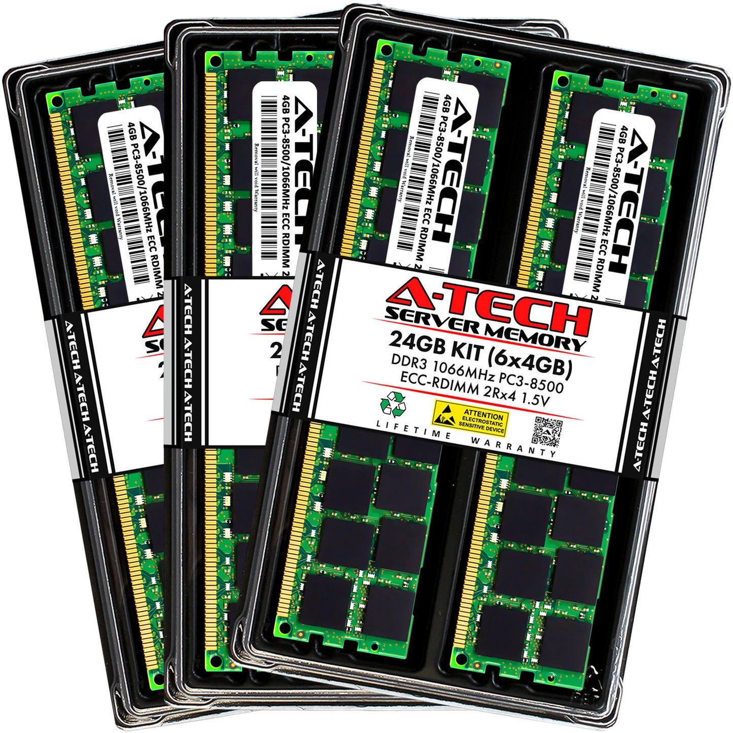 A-Tech 24GB 6x 4GB 2Rx4 PC3-8500R DDR3 1066MHz ECC RDIMM REG Server Memory RAM (NOT FOR HOME PC)