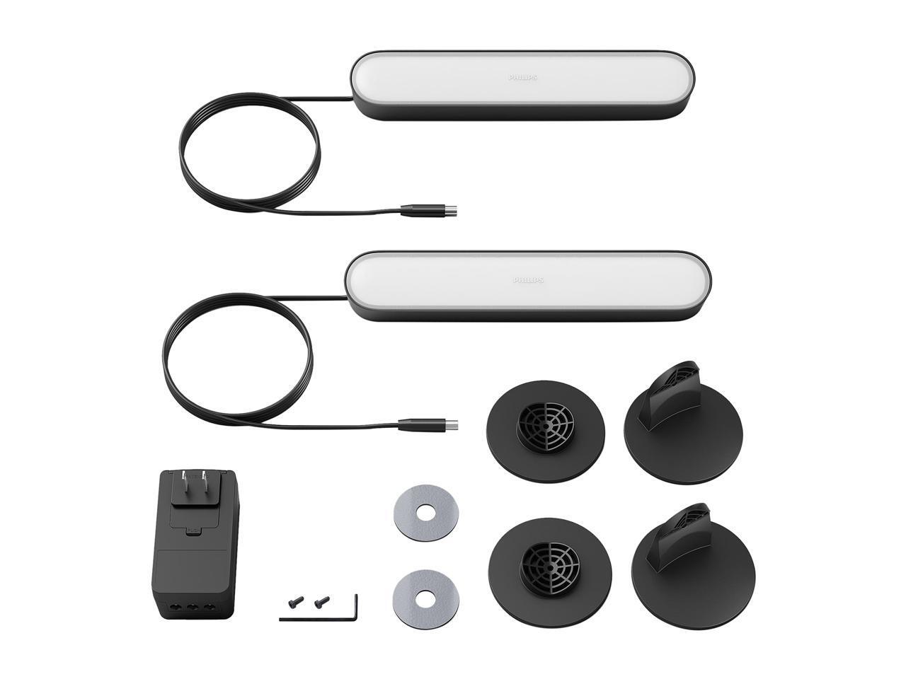 Philips Hue Play White & Color Ambiance Smart LED Bar Light (2-Pack) + Hue Bridg