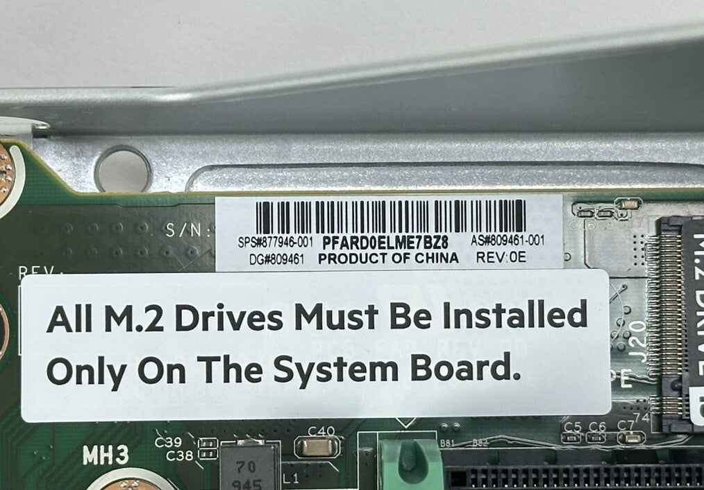 HPE ProLiant DL3xx Gen10 M.2 NVMe x8/x16/x8 Primary/Secondary Riser 877946-001