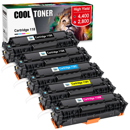 5PK Toner Set fit for Canon 118 ImageClass MF8380cdw MF8580cdw MF8350 MF729Cdw