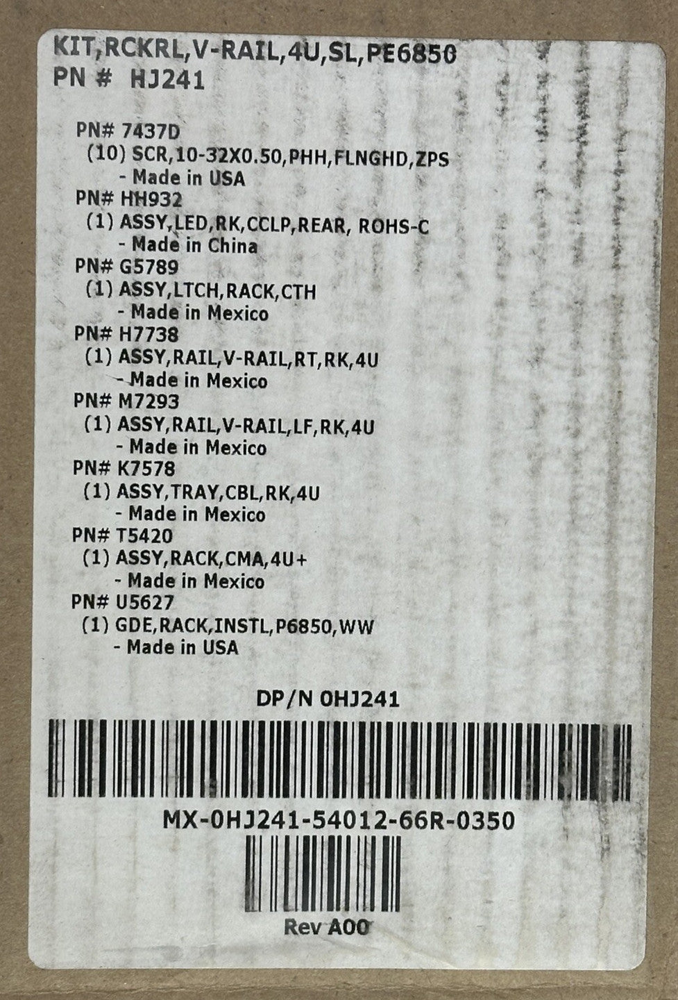 Dell Poweredge 0HJ241 4U Versa Rail Kit 6950 R900 R905 6850