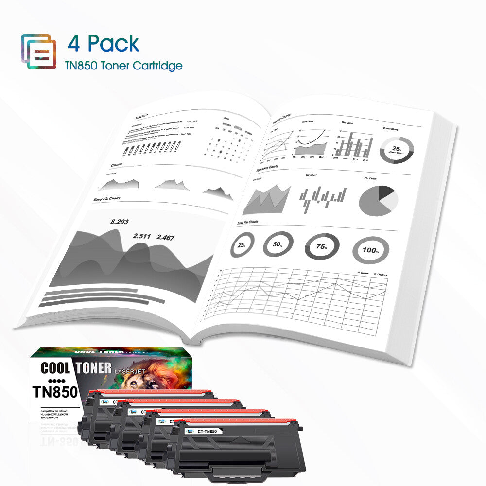 4PK TN850 Toner Cartridge For Brother TN820 MFC-L5800DW MFC-L5850DW MFC-L5850DW
