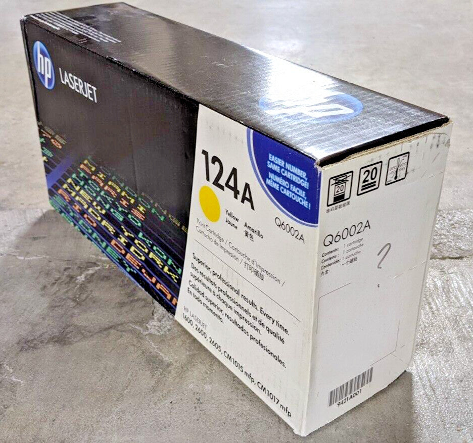 Genuine HP 124A Q6002A Yellow Toner Cartridge 2K Page HP 1600 2600 2605 MFP NEW