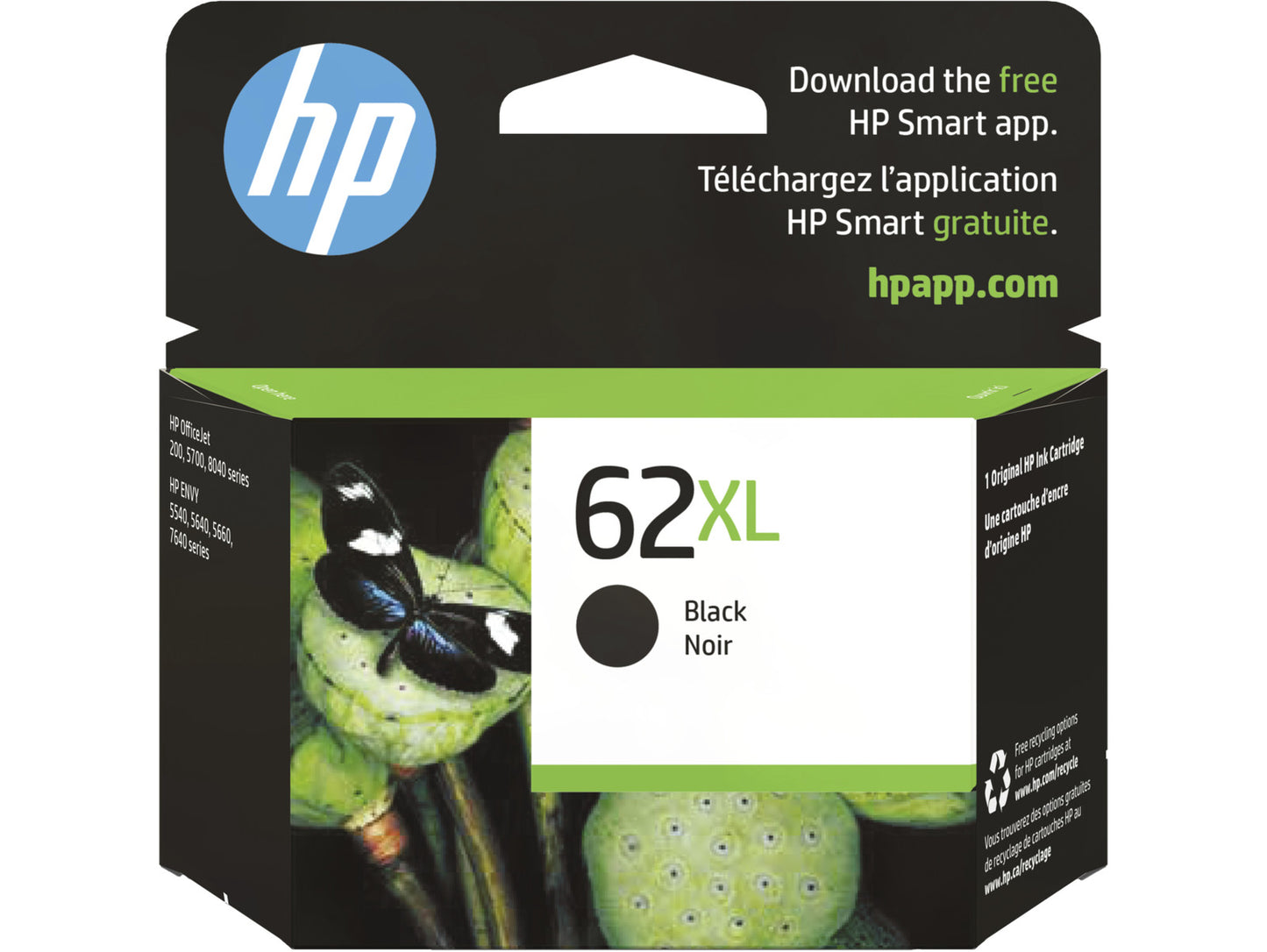 HP 62XL High Yield Black Original Ink Cartridge, ~600 pages, C2P05AN#140