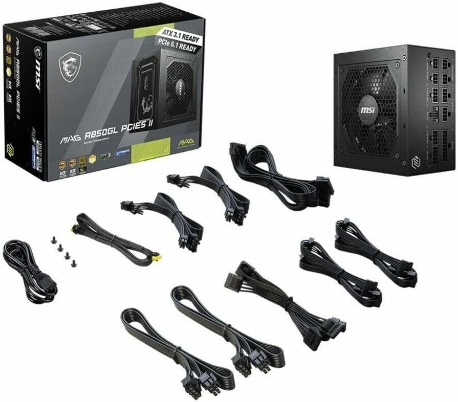 MSI 850W 80 PLUS Gold Modular Power Supply MAG A850GL PCIE5 II