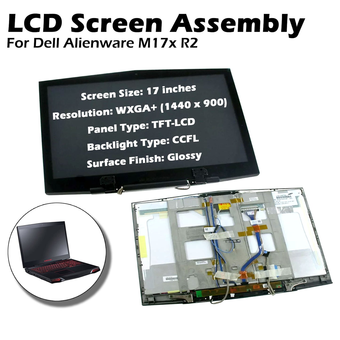 Genuine Alienware M17x 17" WXGA+ LCD Screen Display LTN170BT10 U519K 7J4C 895C1