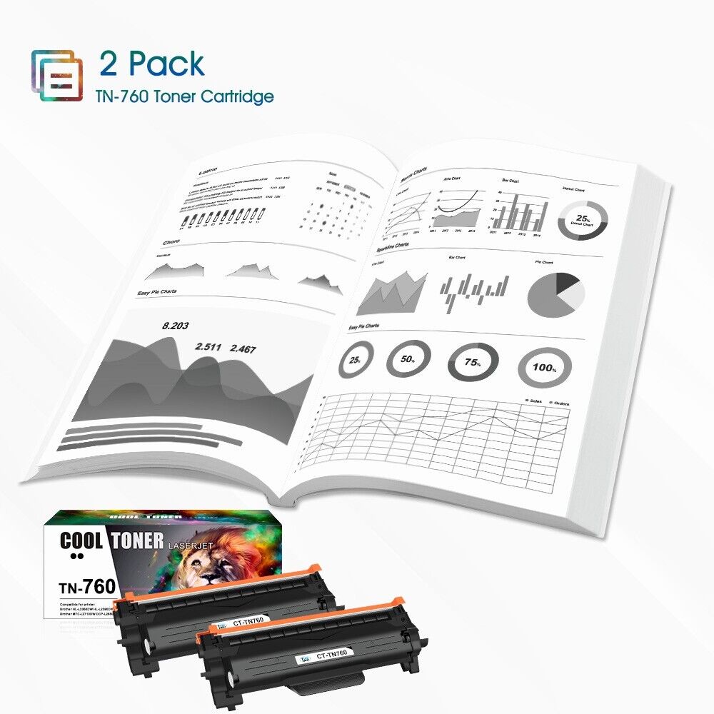 10PK TN760 Toner Cartridge For Brother TN730 MFC-L2710DW L2550DW HL-L2350DW