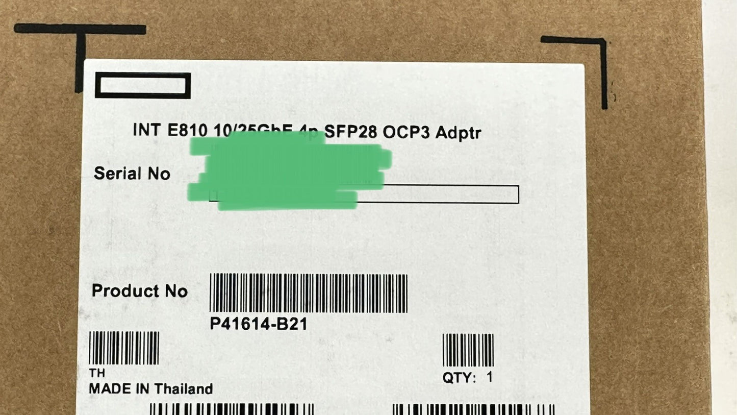 HPE Intel E810-XXVDA4 Ethernet 10/25Gb 4 Port SFP28 OCP3 Adapter P41614-B21 NIC